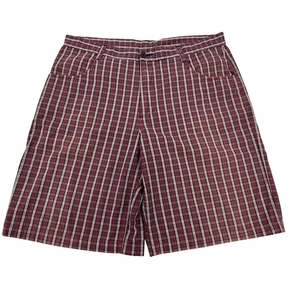 Steven St. Marq Men's Short Sz 38 Chino Blue Red Black Plaid Pockets 10" Inseam
